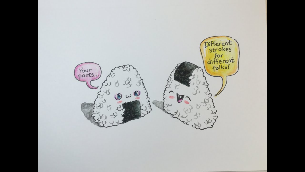 How To Draw Kawaii (かわいい | 可愛い) Two Onigiri | (Step by Step Easy)