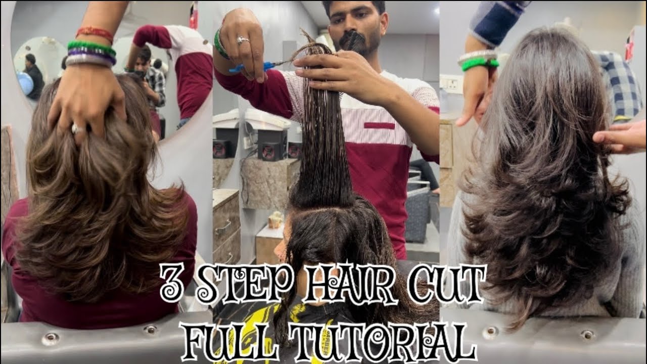 How to: 3 step Layer Hair cut at home/ Butterfly Hair cut कैसे करे/Proper Guide/ easy way/step layer