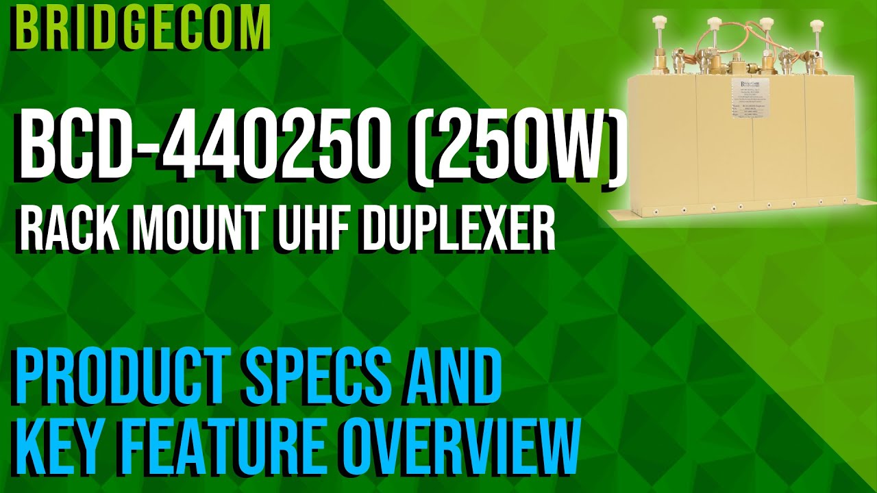 BridgeCom BCD-440250 Rack Mount (250W) UHF Duplexer Product Specs and Key Feature Overview
