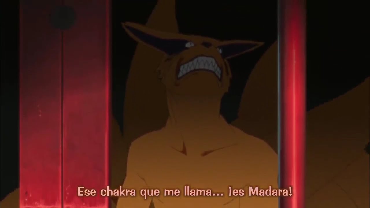 Madara intenta invocar al Kyubi - Madara conoce a Naruto