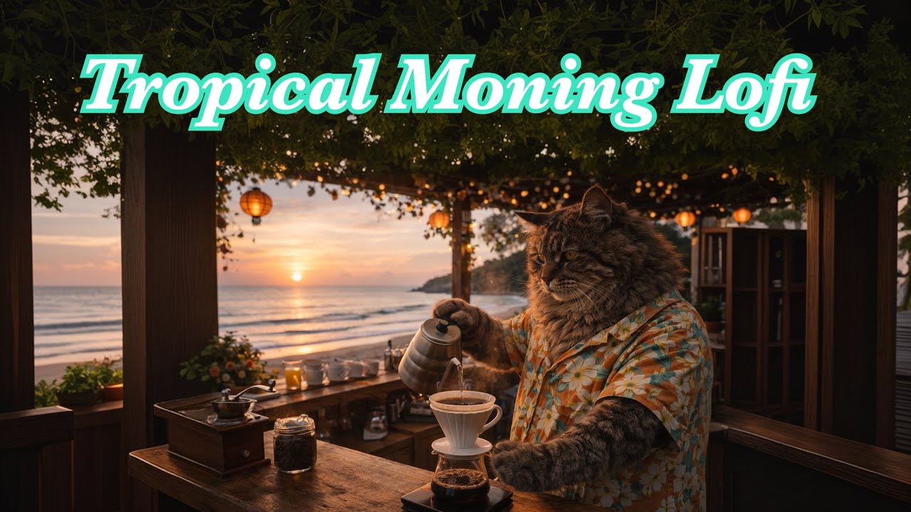 Tropical Beach Café Lofi – Relaxing Morning Coffee Beats🐈