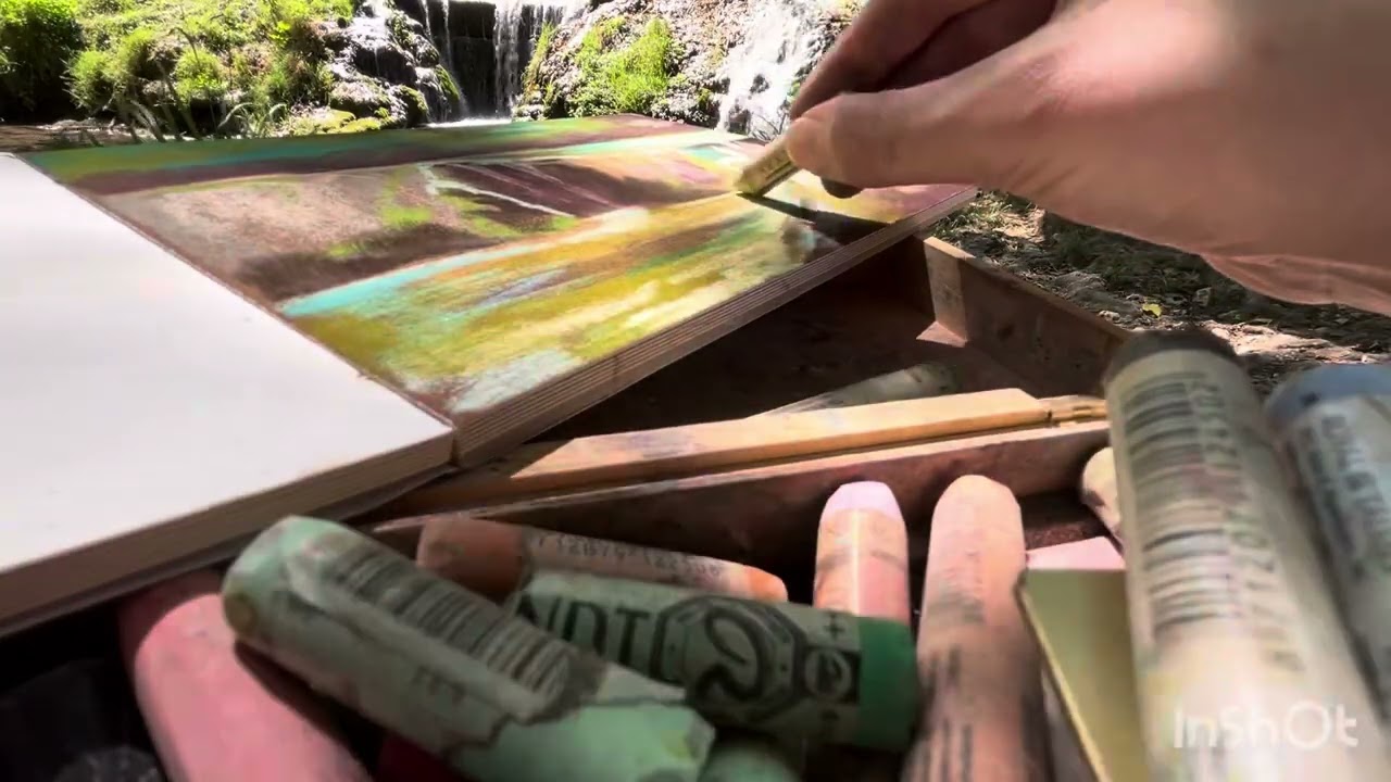 Peinture en plein air aux pastels sec La Vallée de l’Eure à Uzès