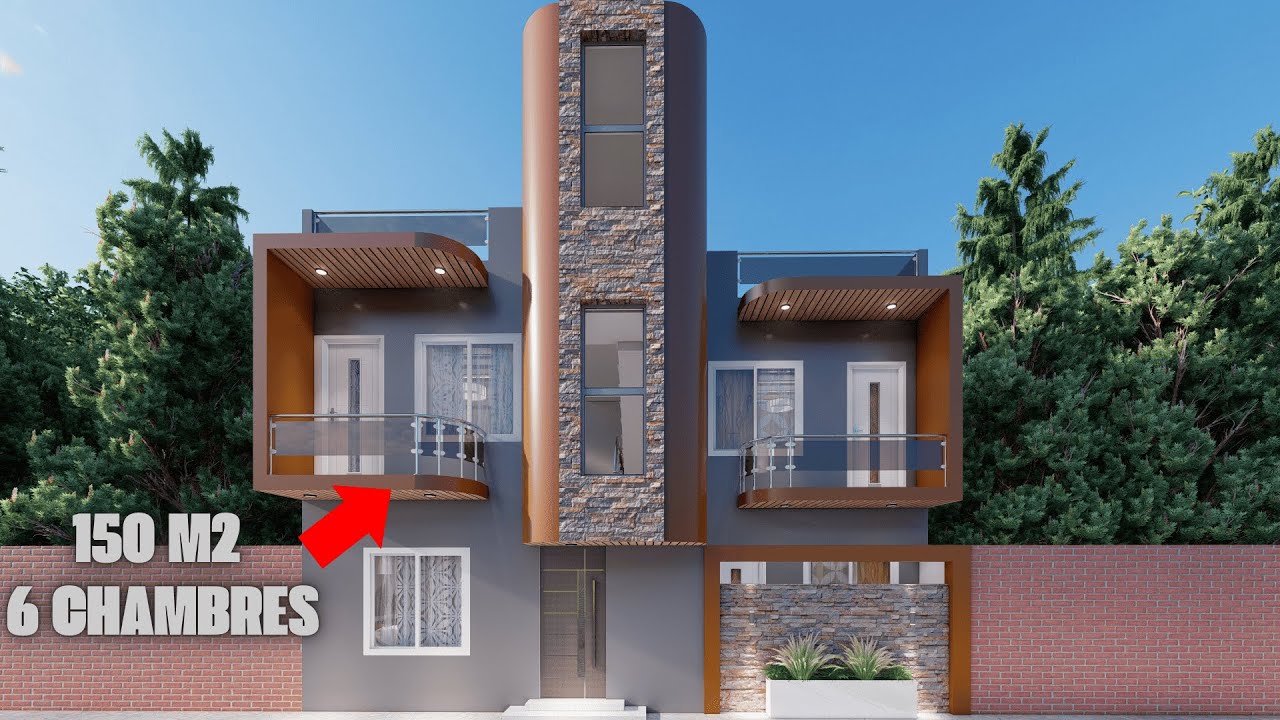 Visite virtuelle d'une plan maison 150m2 6 chambres Dakar /Senegal
