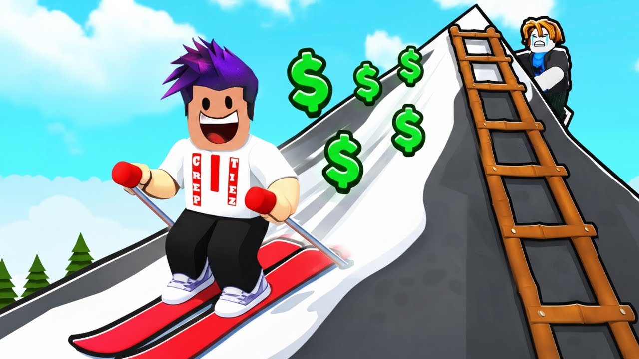 تزلج من اعلى جبل بالعالم بسرعة 999999 لعبة roblox !!