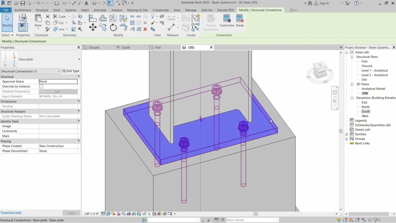 Base Plate Steel Connection in Revit