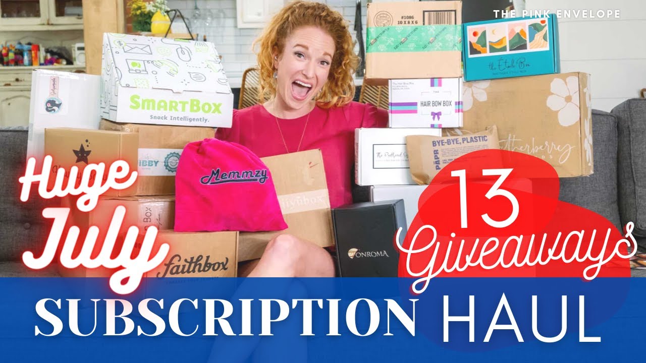 July Subscription Box Haul Video | 17 Boxes + 13 Giveaways  Gatherberry Goods, Baby Subscription Box