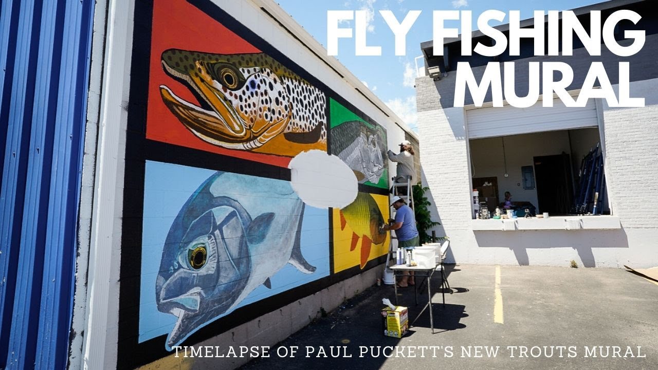 FLY FISHING MURAL | Timelapse of Paul Puckett's Mural Outside the New Trouts Denver