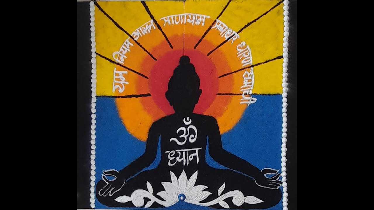 International Yoga Day - Rangoli by Sow. Vasudha Kandagal. For more information see the Description.