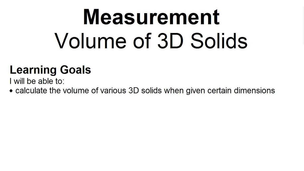 Volume of 3D Solids