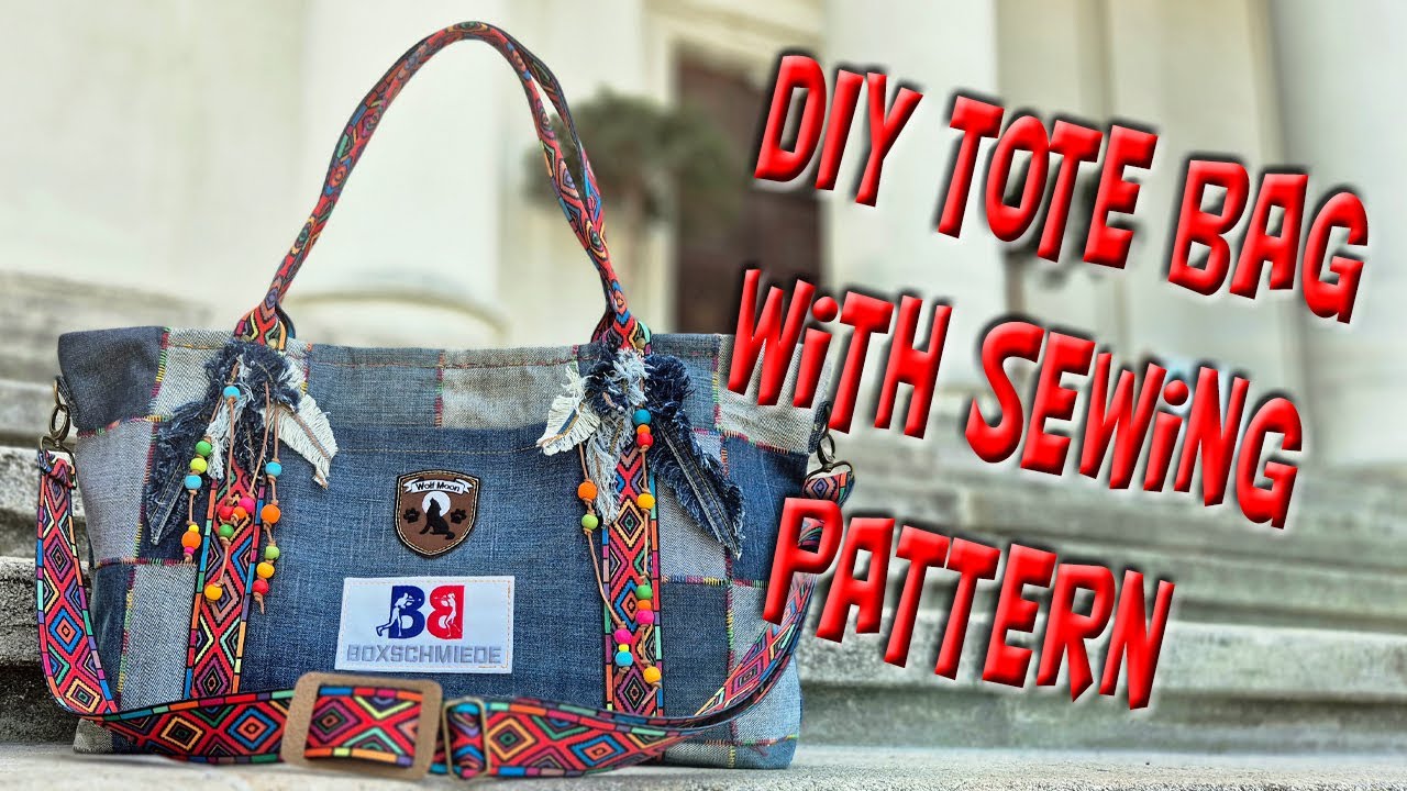DIY Denim Tote Bag - With Sewing Pattern