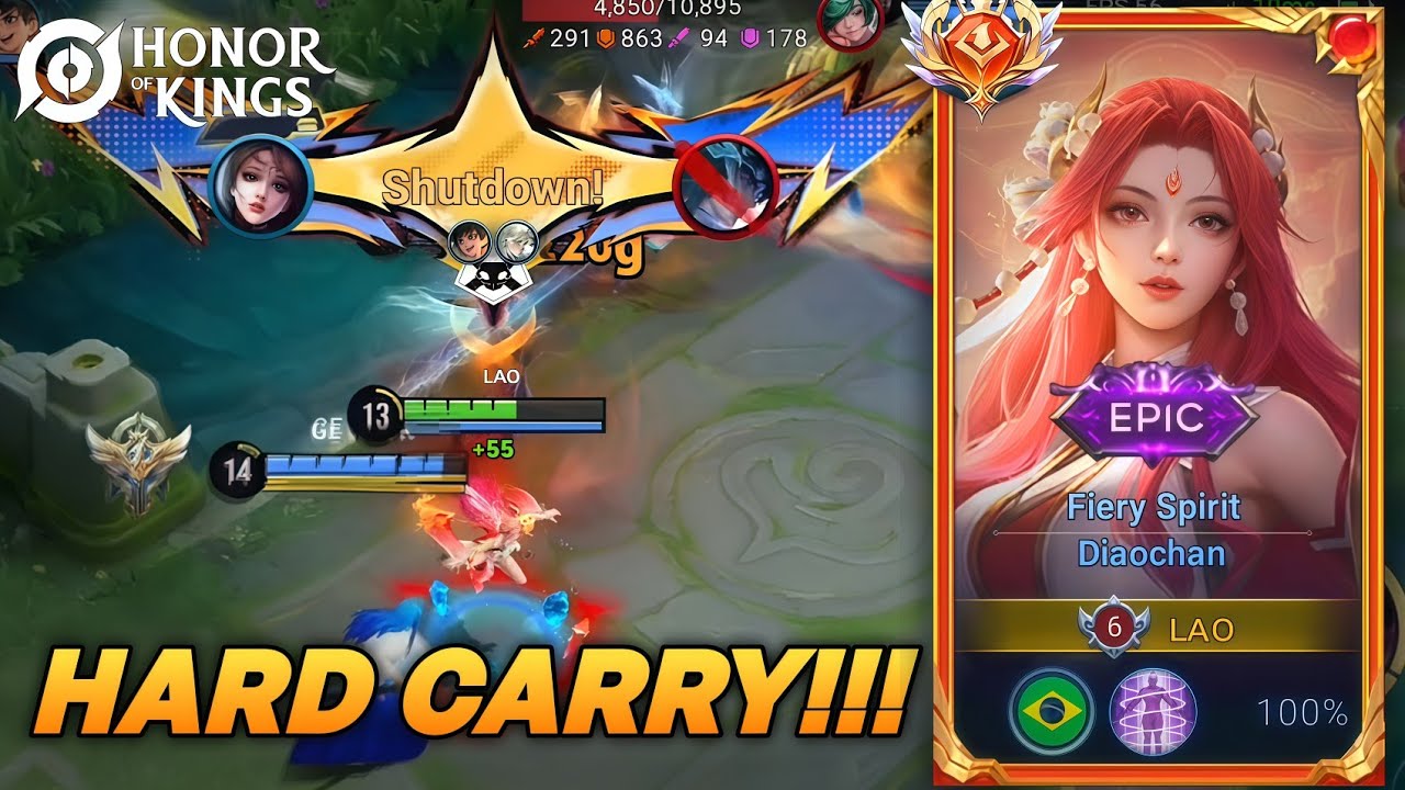 DIAOCHAN HARD CARRY GAMEPLAY - HONOR OF KINGS