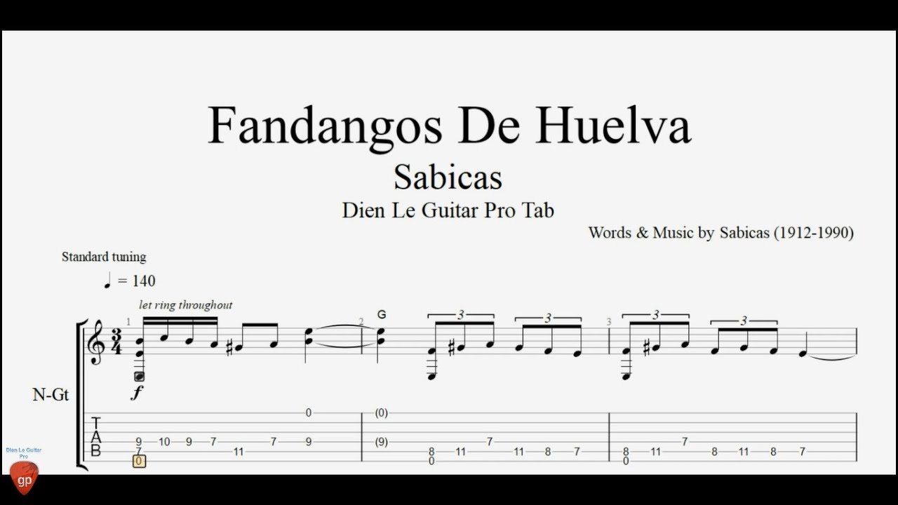 Sabicas - Fandangos De Huelva - Guitar Flamenco Tutorial + TAB