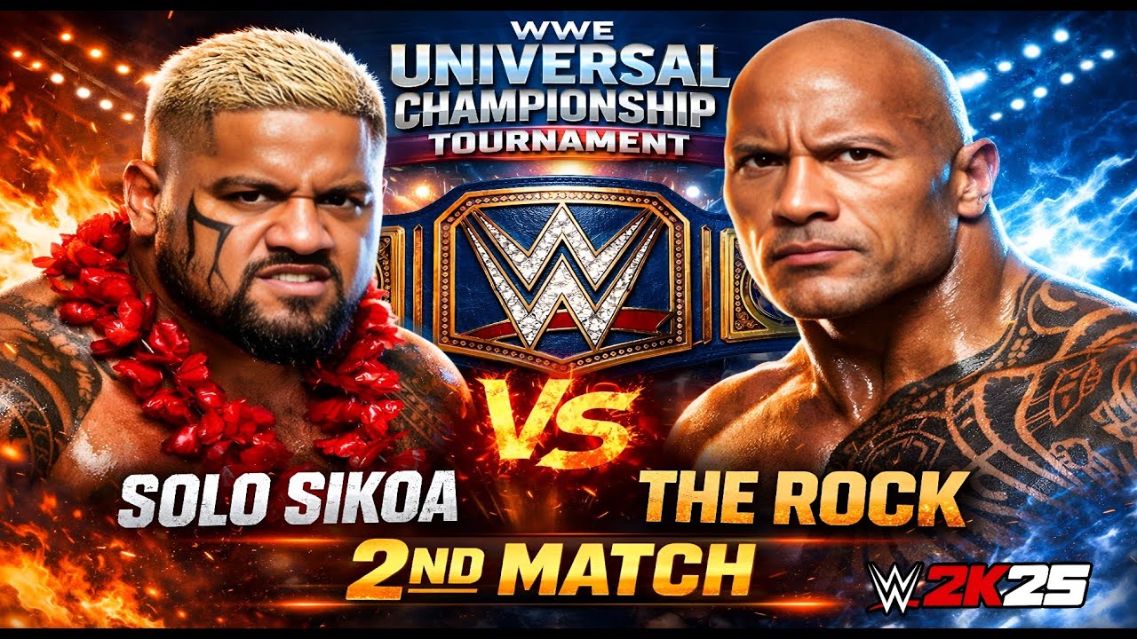 Solo Sikoa Vs The Rock WWE Universal Championship Tournament 2nd Match Unbelievable 😱Moment WWE 2k25