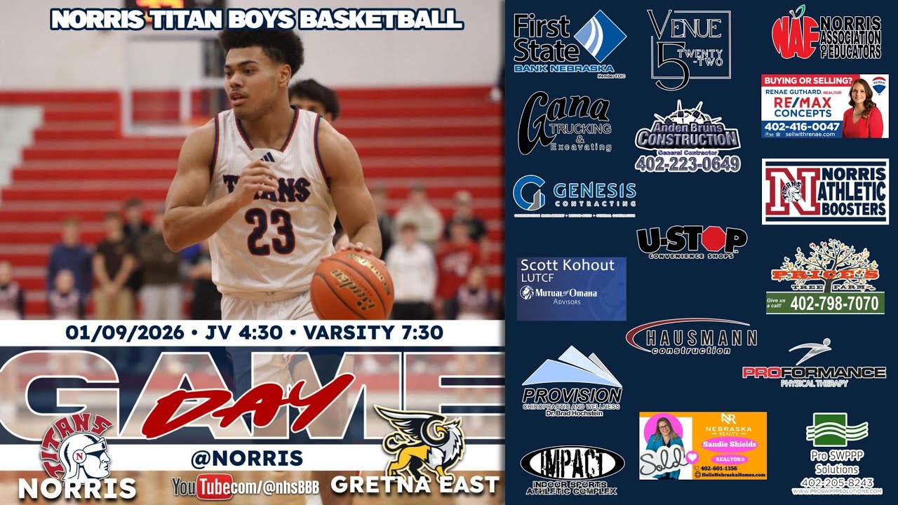 🏀 Norris Boys Basketball vs Gretna East, 1-09-2026