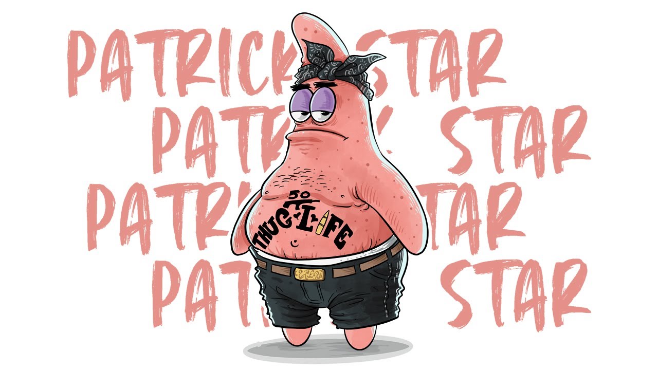 How to draw Spongebob character pAtrick as Gangster