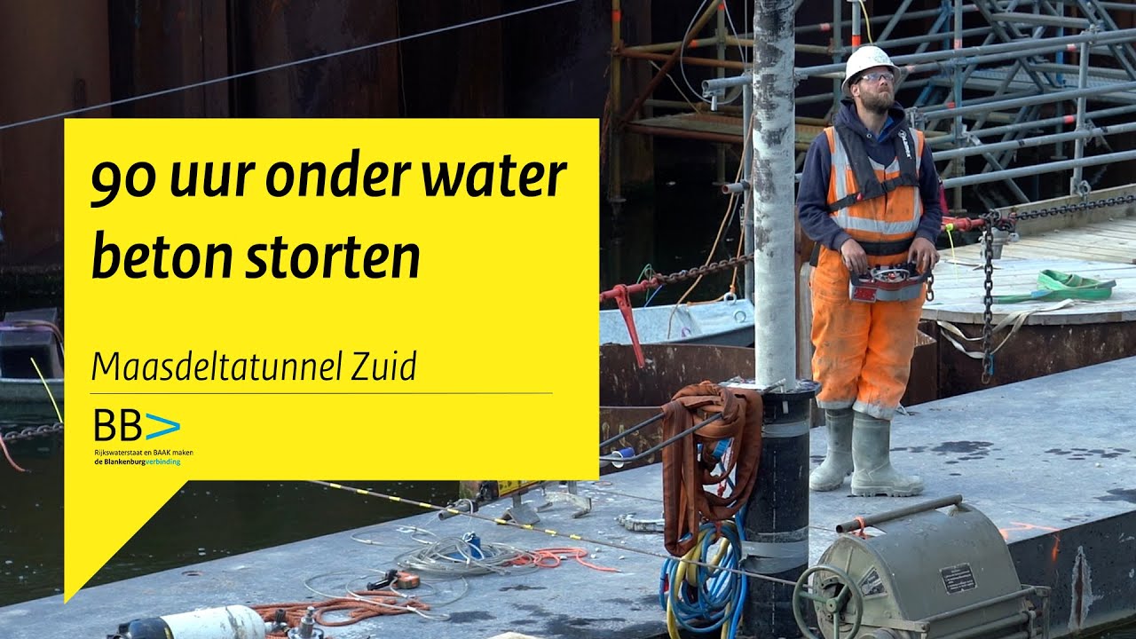 90 uur onder water beton storten bij de Maasdeltatunnel Zuid
