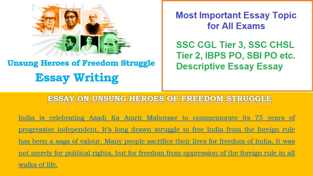 Essay on Unsung Heroes of Freedom Struggle for SSC CGL Tier 3 Descriptive Paper  #ssccgltier3