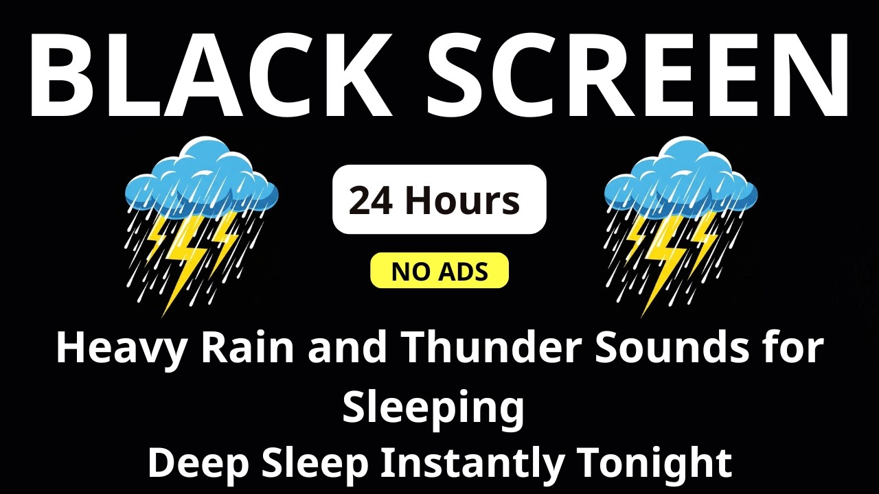 🔴 Heavy Rain and Thunder Sounds for Sleeping – Black Screen | Deep Sleep Instantly Tonight