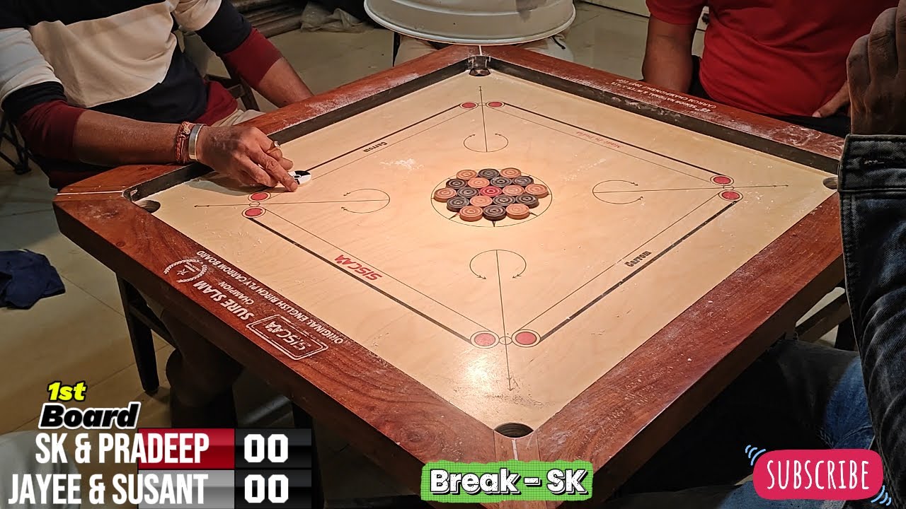 Carrom Doubles Match Showdown🎯 SK & Pradeep vs Jayee & Susant | 4-Board Club Game 🏆