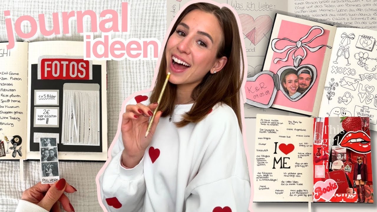 VALENTINSTAG / FEBRUAR JOURNAL PAGE IDEAS 🦢🎀 so cute!!!