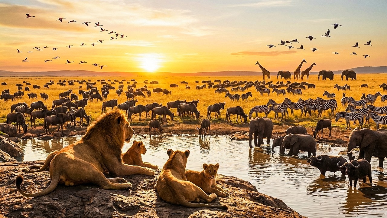 African Safari 4K 🐾 Discovery Relaxation Wonderful Wildlife Movie with Relax Piano Music 🎶