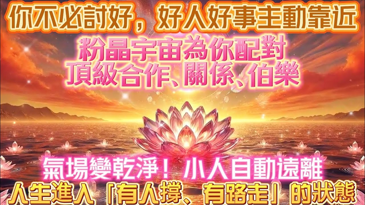 你不必討好，好人好事主動靠近｜粉晶宇宙為你配對頂級合作、關係、伯樂｜氣場變乾淨！小人自動遠離｜人生進入「有人撐、有路走」的狀態｜吸引力法則調頻能量音樂