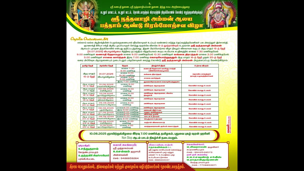 கடலூர், தொண்டமாநத்தம்,  ஸ்ரீ நத்தவாழி அம்மன் ஆலயம் - விளக்கு பூஜை