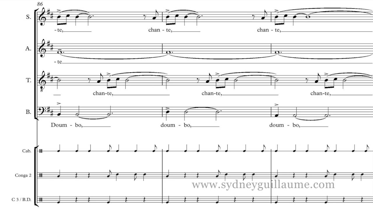 Tchaka by Sydney Guillaume {score video} - SATB Chorus