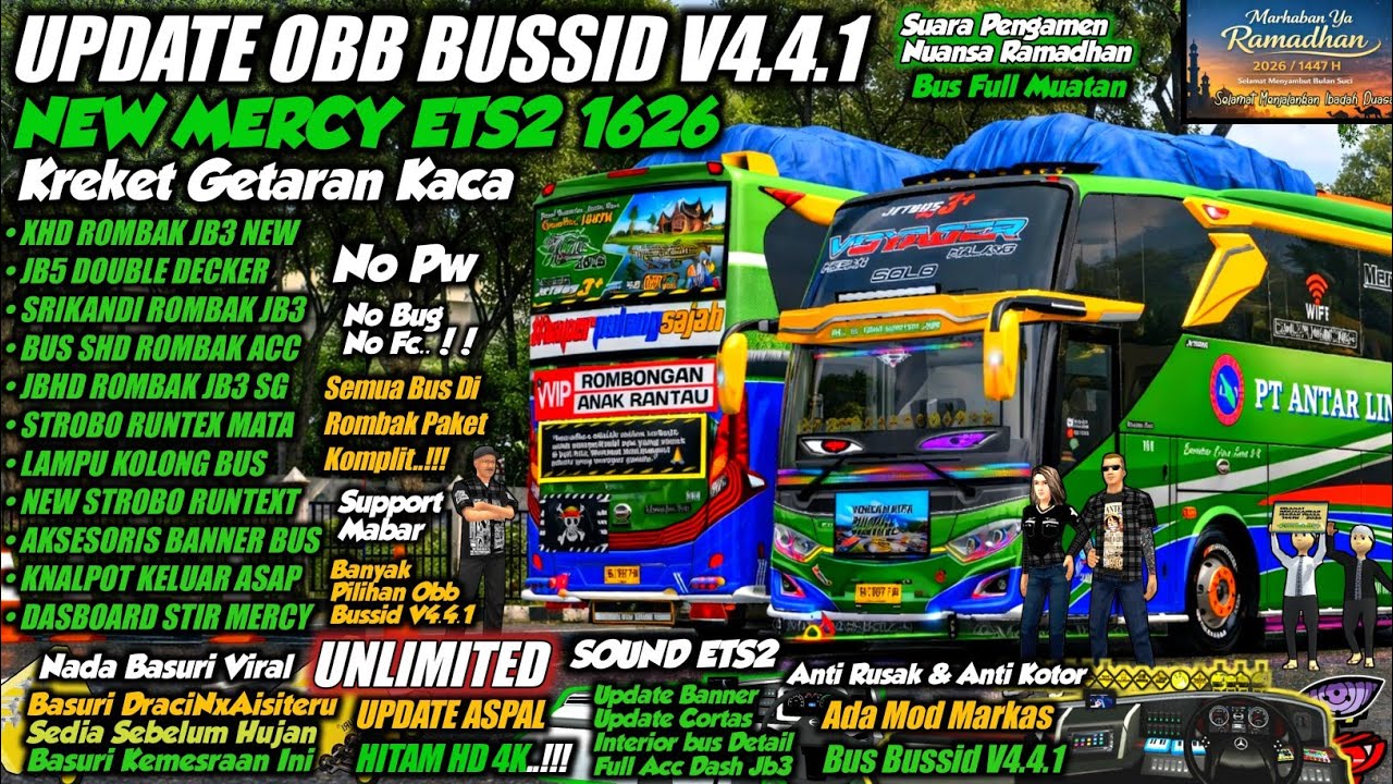 UPDATE NEW !! OBB BUSSID V4.4.1 SOUND MERCY 1626 ETS2 | ROMBAK FULL ACC & GRAFIK HD | BASURI VIRAL