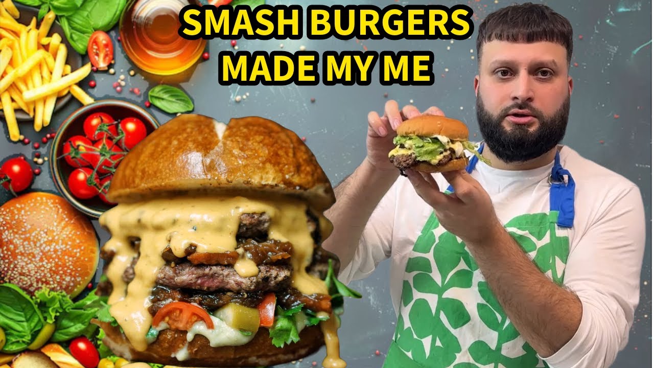 SMASH BURGERS MADE BY MUSTAFA!! MY BURGER RECIPE!!! MUST WATCH!!