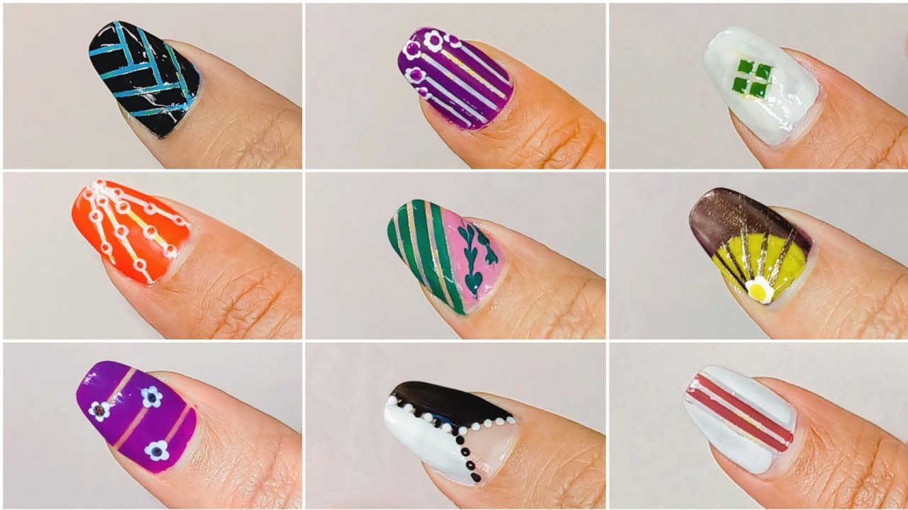 Top 10  Easy Striping tape nail art designs with household items || Nail art at home 2025 || Nails