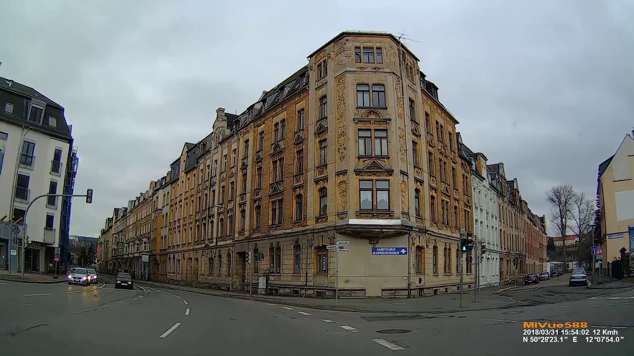 D: Plauen. Vogtlandkreis. Fahrt von der B173 bis Oberer Graben, dann zum Elster Park. März 2018