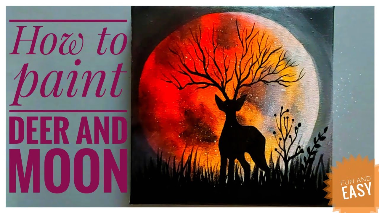 How to paint deer and moon landscape
