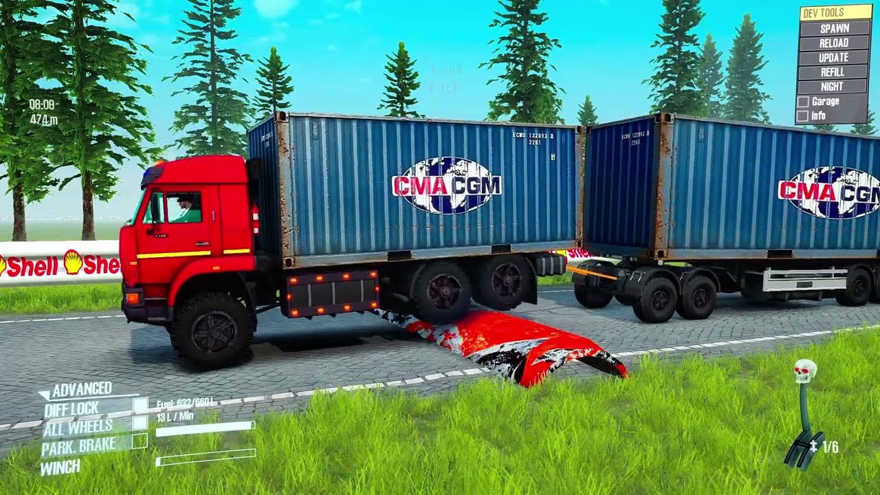 Spintires: Mudrunner | Heavy Crane Truck Log Trailer Mud Wrestling Match Day204