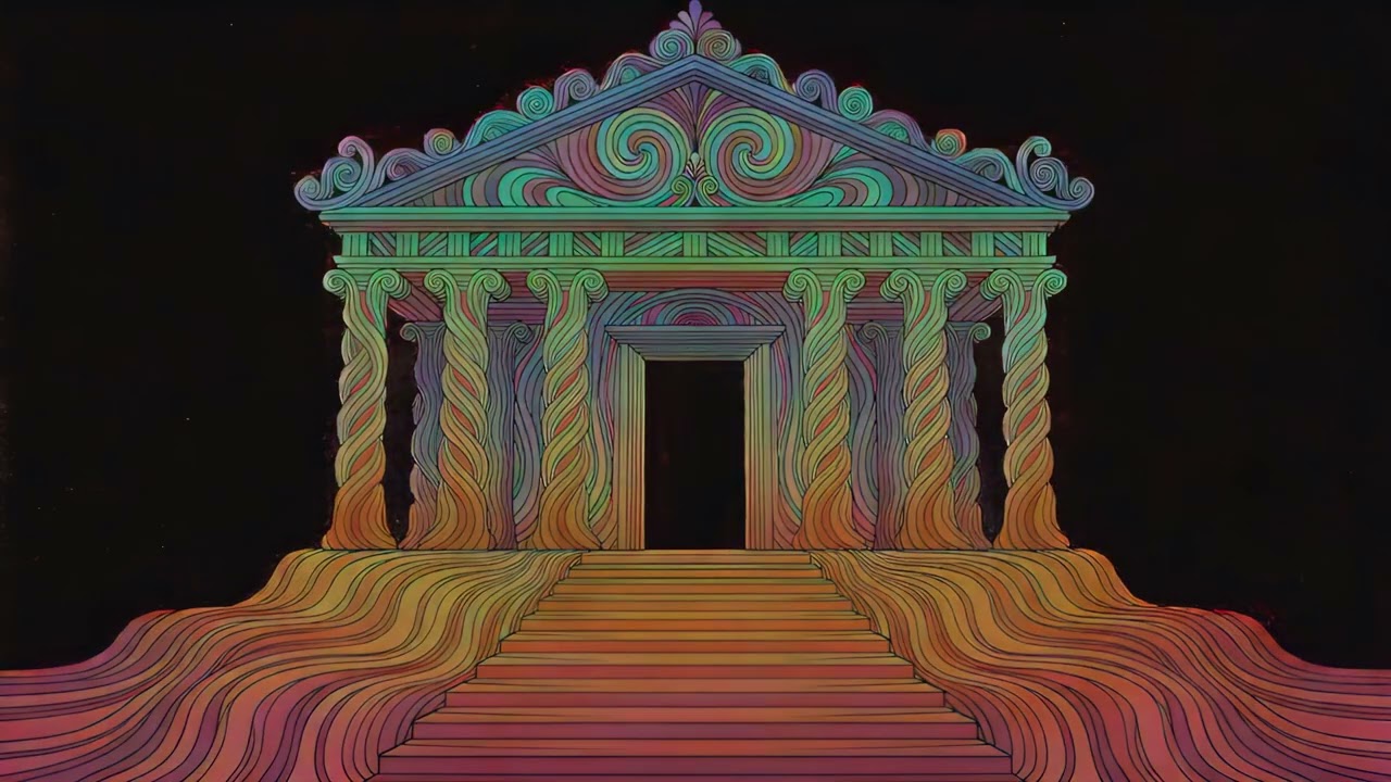 10 hours Ancient Temple Vj Loop 4k uhd 60fps screensaver windows 11 colorful geometric