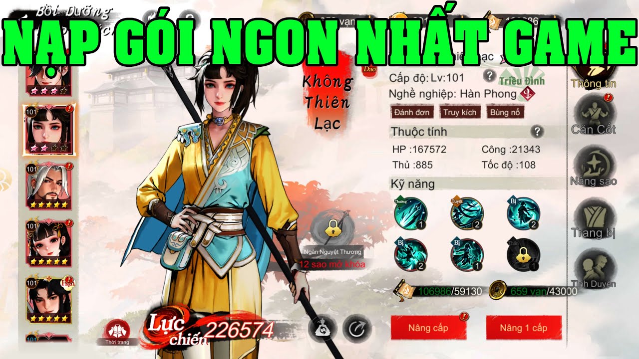 Thiếu Niên Ca Hành: Khởi Động Nạp 250K Gói Ngon Nhất Game Đội Hình One Hit Dame Cực Mạnh Late Game