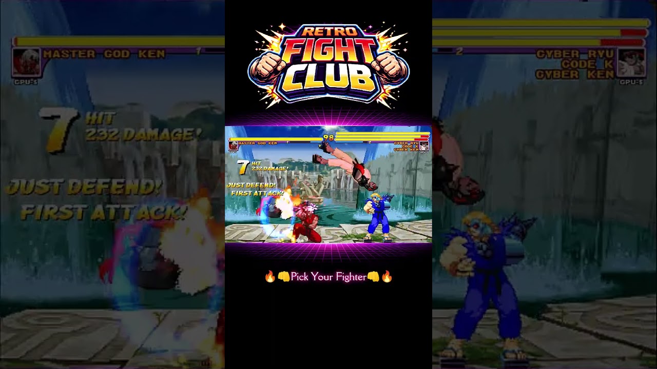 [MASTER GOD KEN] 1 VS 3 [CYBER RYU] | Random MUGEN Battle | Retro Fighting Games