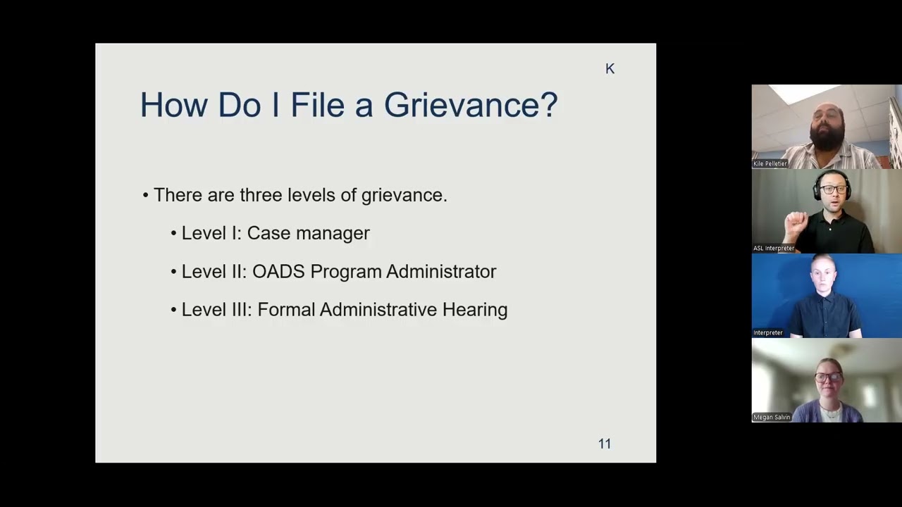 Adult Brain Injury and Developmental Services Grievance Training [ASL]