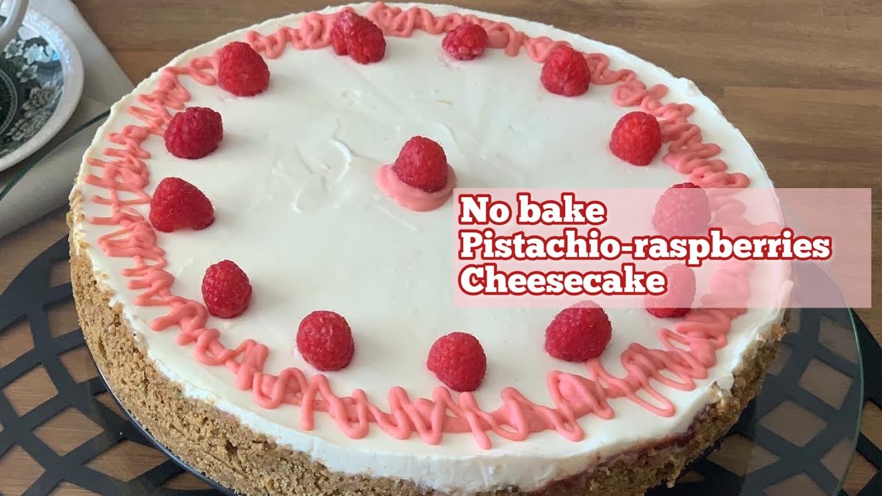 No bake pistachio raspberries cheesecake #nobakecheesecakerecipe