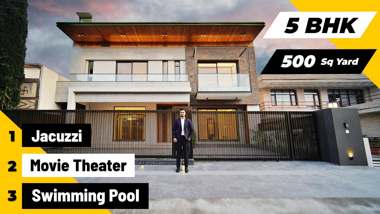 500 Sq Yard 5 BHK Modern House With Personal Swimming Pool, Jacuzzi And Movie Theatre