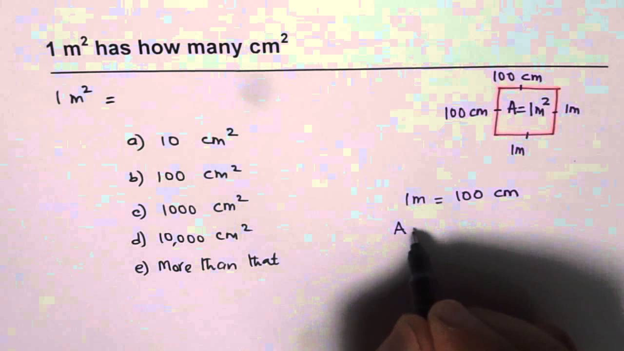 One meter square is how many centimeter squares