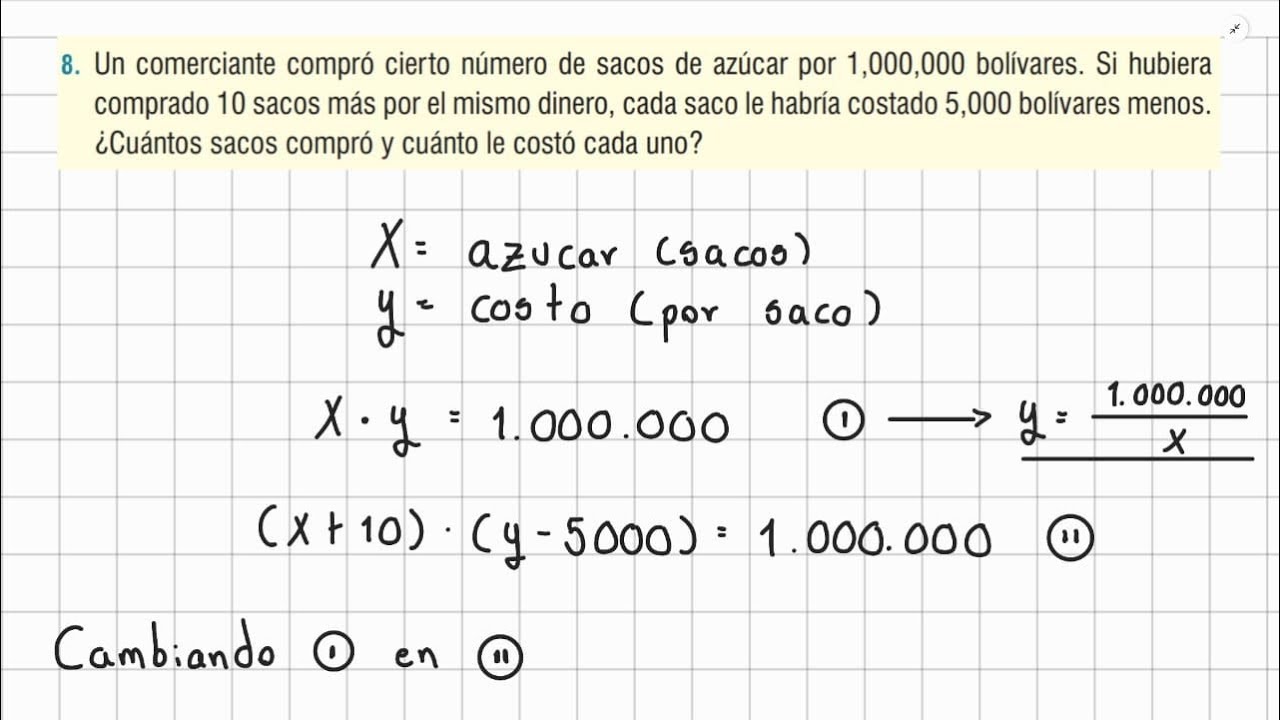 [EJERCICIO 275] Un comerciante compró cierto número de sacos de azúcar por 1,000,000 bolívares.