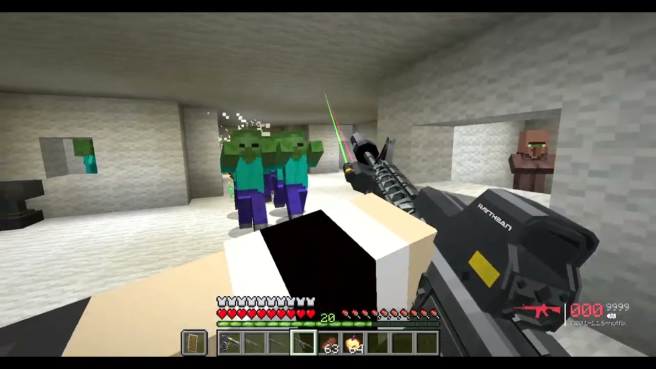 Minecraft Gun Training Room! with TacZ[Timeless And Classics Zero] Gun Mod!!!!
