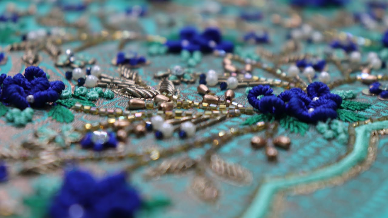 Bullion knot embroidery with silk threads
