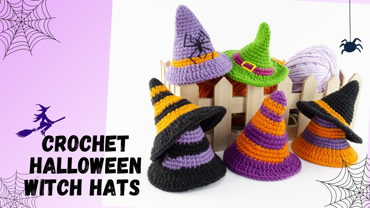🇺🇸How To Crochet Witch Hat/Crochet Halloween Hat Tutorial/Crochet Halloween Decor - Updated Version