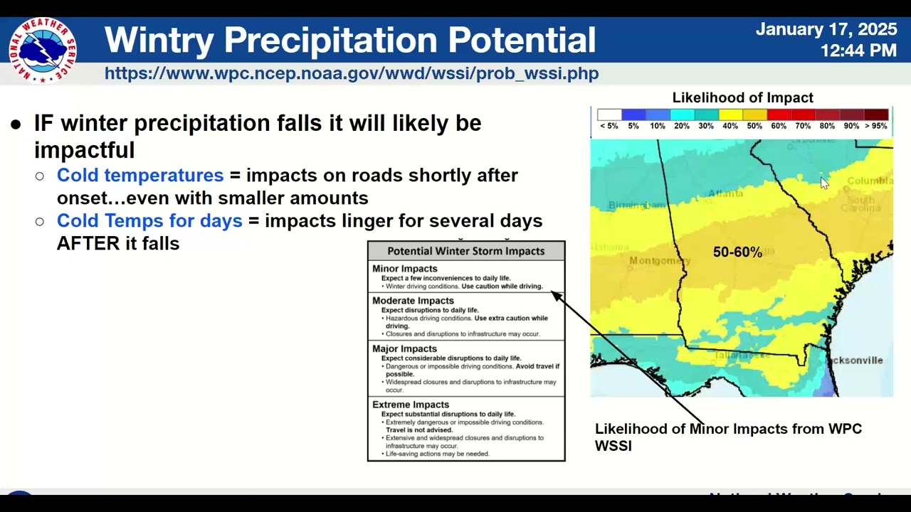 NWS Atlanta Special WeatherBriefing on Jan 17, 2025 for Cold and possible Wintry Weather next Week