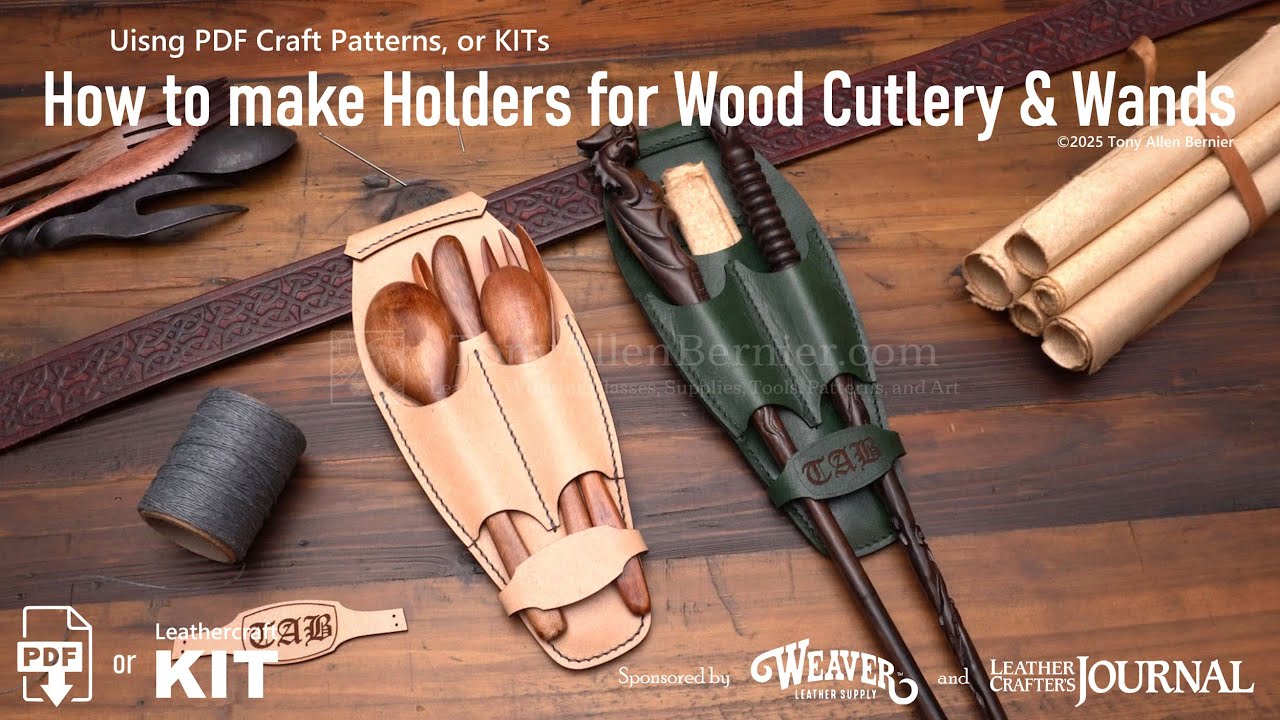 Make Leather Flatware & Wand Holders for your Belt. Silverware Holster Leathercraft Patterns & Kits.