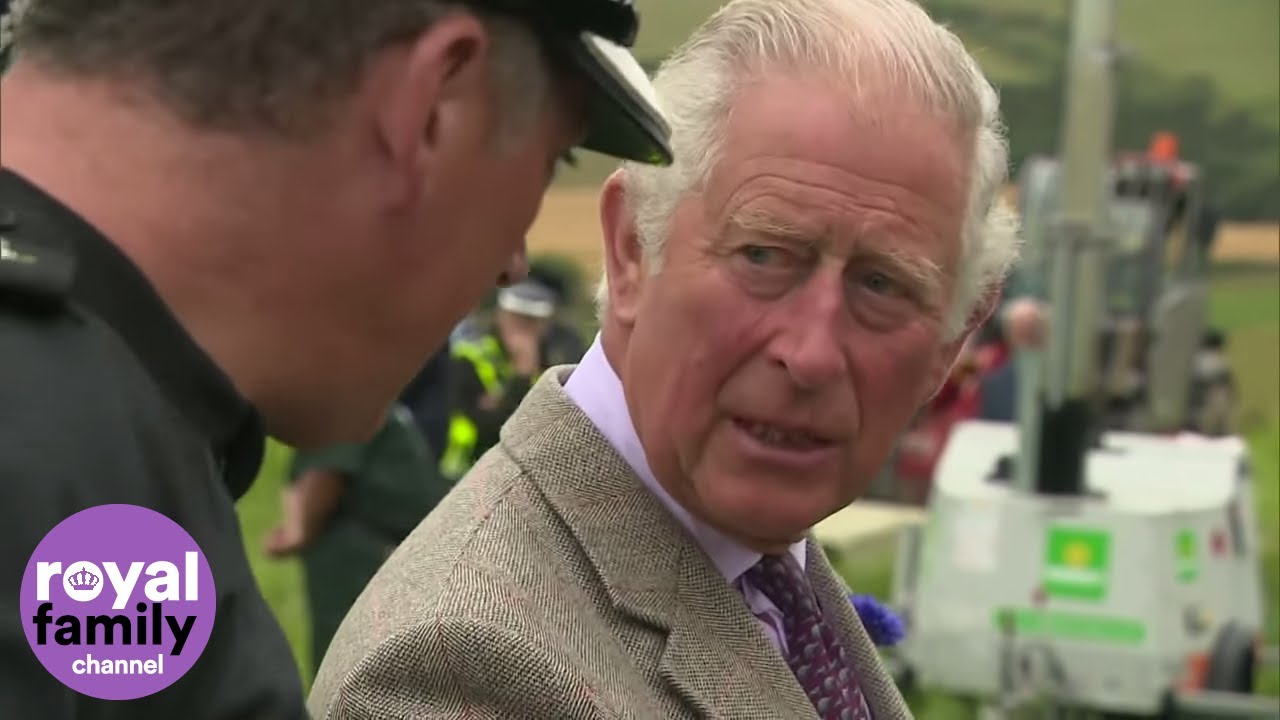 Prince Charles Visits Scene of Train Derailment at Stonehaven in Aberdeenshire