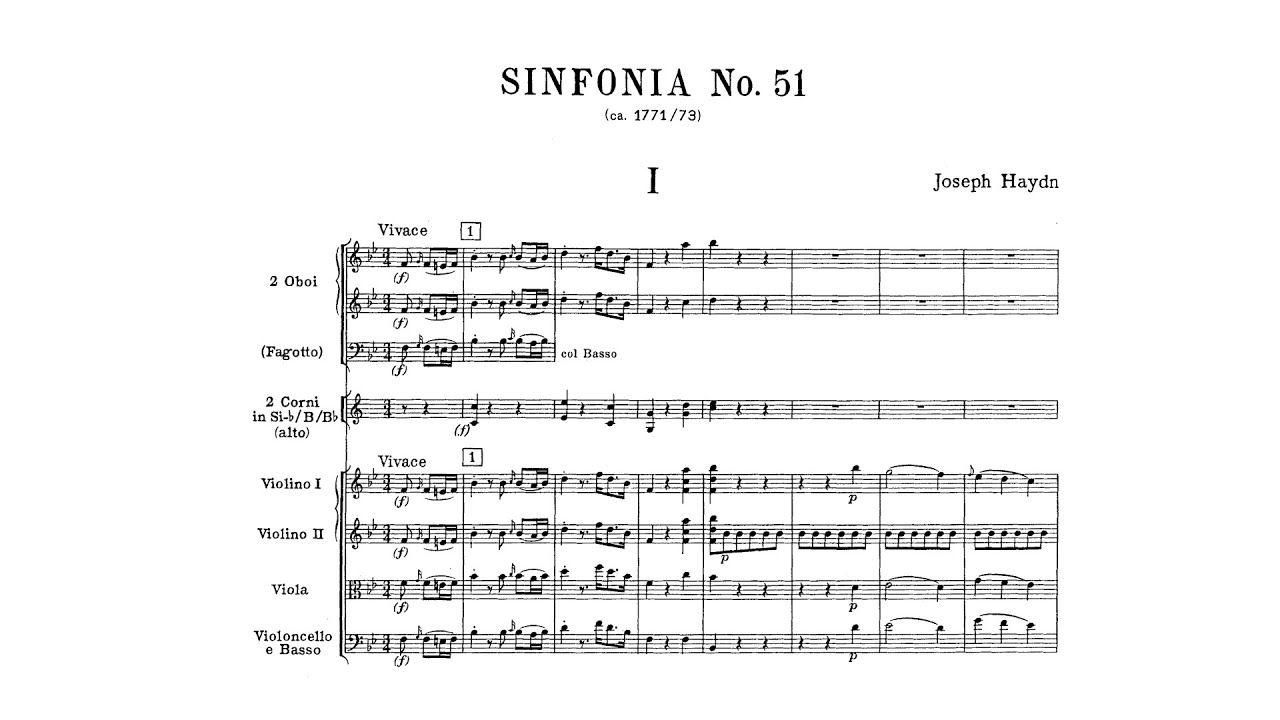 Haydn: Symphony No. 51 in B-flat major (with Score)