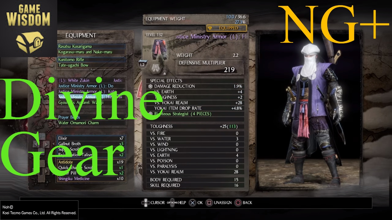 NG+ Nioh -- Divine Gear Explained